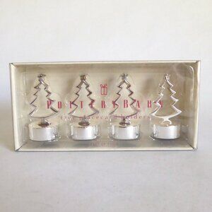 NEW POTTERY BARN SILVER CHRISTMAS TREE PLACE CARD HOLDERS NAME TAG TABLE DECOR